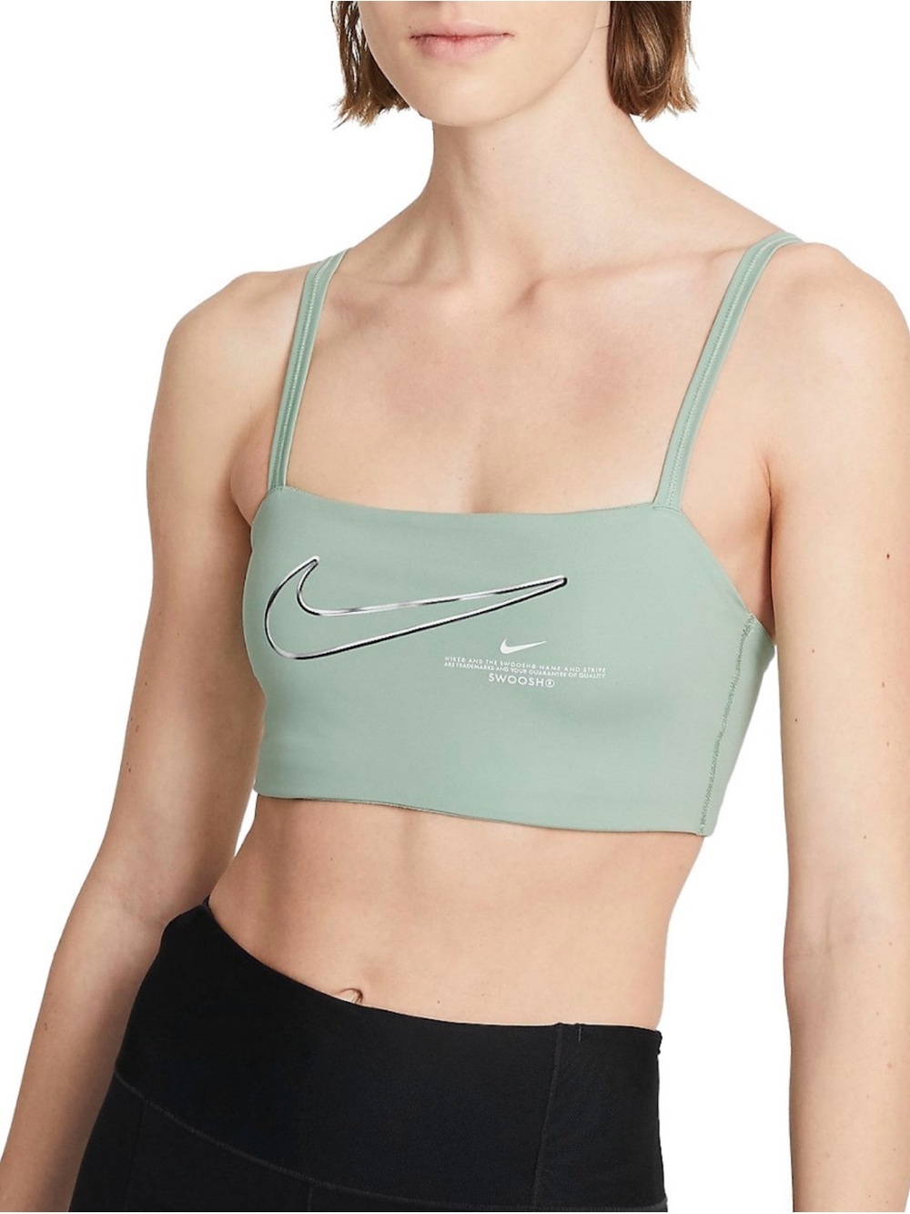 Nike Dri-FIT Swoosh Sports Bra Women’s Medium Sage Green Strappy Crop Top